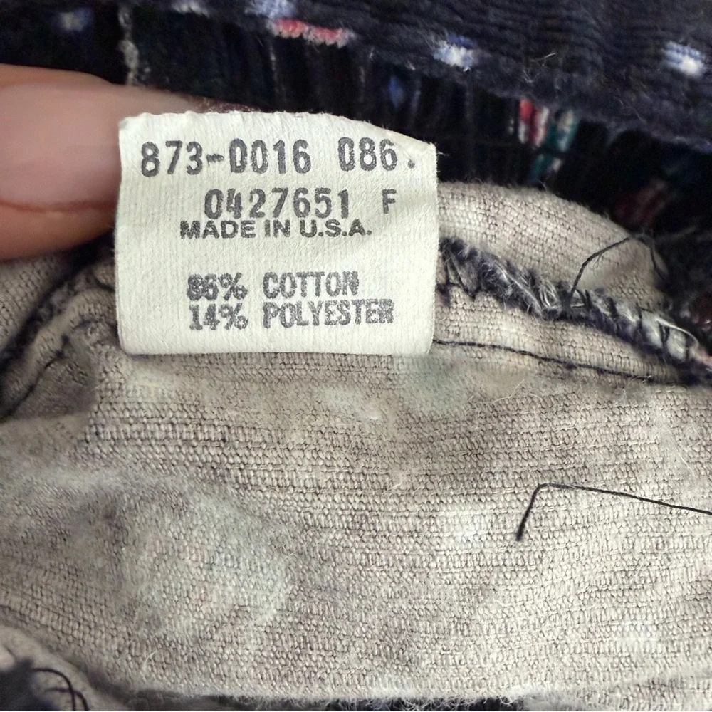 Vintage OshKosh Corduroy Floral Flowers Overalls Snap Button Size 18M